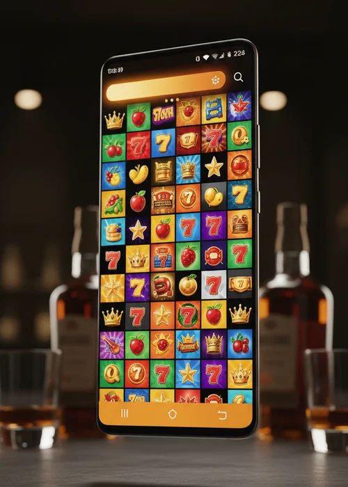 Mobile screen displaying the vibrant Gold Crown Casino PWA with various slot games like Starburst and Book of Dead